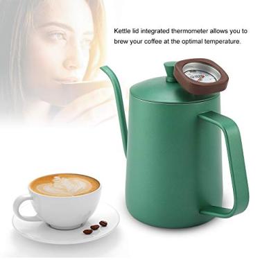 Imagem de Chaleira de café de Aço Inoxidável de 600ml Com Bico de Pescoço de Ganso e Chaleira de chá G para Prec, Perfeita para Servir sobre o café (Verde)