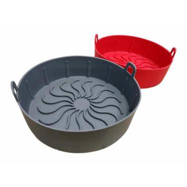 Imagem de Forma de Silicone Redonda Com Alça Para Air Fryer 16cm Reutilizável - 