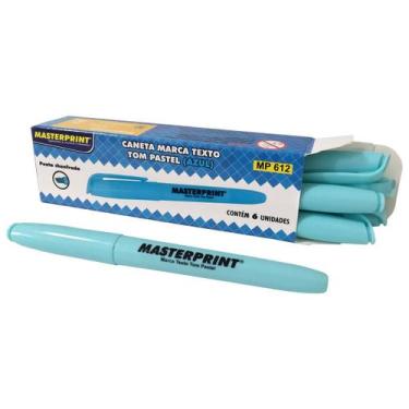 Imagem de Caixa com 6 Canetas Marca Texto Azul Tom Pastel Masterprint MP 612 Pon