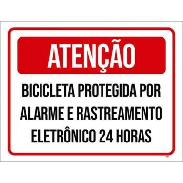 Imagem de Kit 3 Placa Bicileta Protegida Alarme Rastreamento 36X46 - Sinalizo
