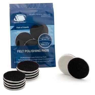 Imagem de Conjunto de pastilhas de polimento de feltro GP11006 para polimento de vidro, plástico, metal, mármore/diâmetro de 5 cm / pacote com 10 pastilhas