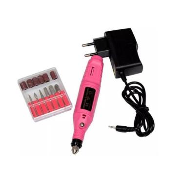 Imagem de Lixa Elétrica Rosa Portátil Com Kit Lixas - BCS