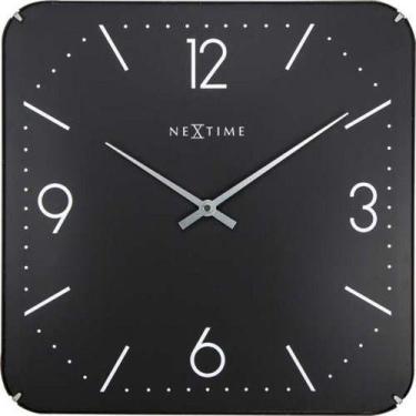 Imagem de Relógio Parede Square Dome Black Nextime 35x35cm - Atual Conceito