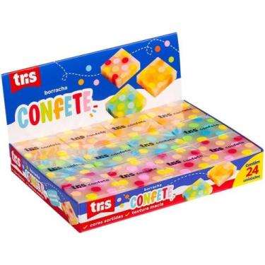 Imagem de Borracha Decorada TRIS Confete 3 Cores - Display com 24 Unidades - Sum