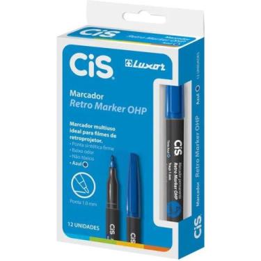 Imagem de Caneta Retroprojetor 1.0MM CIS Azul - Caixa com 12 Unidades - Sertic