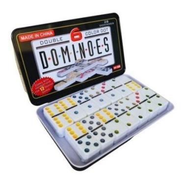 Imagem de Jogo Dominó Profissional Estojo C/ 28 Peças Caixa De Metal - oem