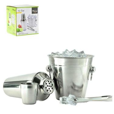 Imagem de Kit Coqueteleira 500ml Inox Balde para Gelo 1,4L e Pegador IXB04003 - 
