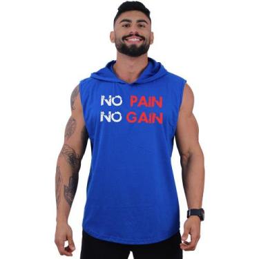 Imagem de Regata Longline com Touca Masculina MXD Conceito No Pain No Gain Letre