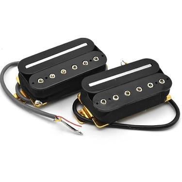Imagem de SoulDiM Conjunto de captador Humbucker para guitarra elétrica, lâmina hexagonal, ajuste de bobina dupla, captadores de guitarra com 4 cabos de conduta/divisão de bobina preta para guitarra Strat Les