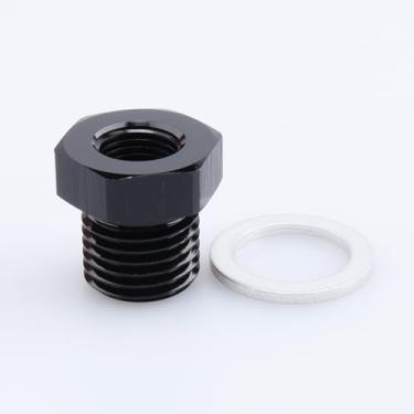 Imagem de AC PERFORMANCE Adaptador de sensor de pressão de óleo de alumínio macho M16 x 1,5 para fêmea 1/8 NPT adaptador de sensor compatível com GM LS Series Engine Swap