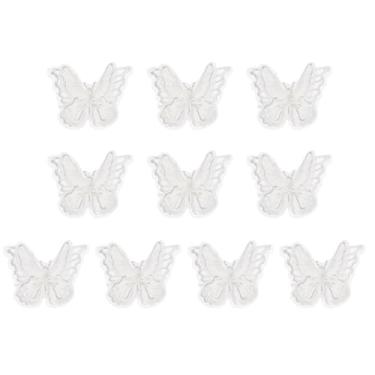 Imagem de PATIKIL 10 apliques de borboleta de renda bordada, 4 cm x 5 cm, aplique de ferro costurado em borboleta com aplique de organza de camada dupla para roupas, vestidos de casamento, bricolage, roupas,