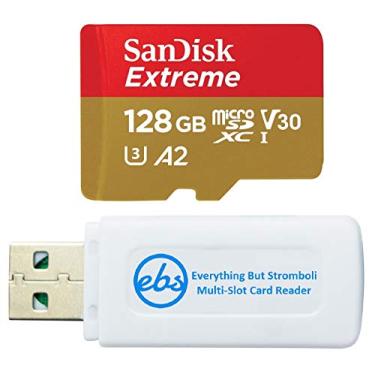 Imagem de Cartão SanDisk Extreme MicroSDXC de 128 GB compatível com Samsung Galaxy A14 5G, A24, A34 5G, modelos A54 5G (SDSQXAA-128G-GN6MN) Pacote com 1 leitor de cartão Everything But Stromboli MicroSD