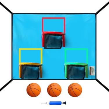 Imagem de Cesta de basquete de trampolim com 3 argolas e bolas - leve, acessório universal, fácil de instalar