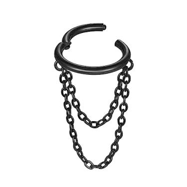 Imagem de ENONTY Brincos de cartilagem de titânio 16G, argola, 7 mm, 9 mm, hélice, piercing com corrente única/dupla/tripla, hipoalergênica, clicker articulado, 7mm and 9mm, Titânio, Sem pedras preciosas