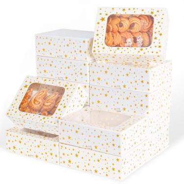 Imagem de Caixas para Biscoitos de Natal - 24 Unidades com Estampa Dourada em Fo