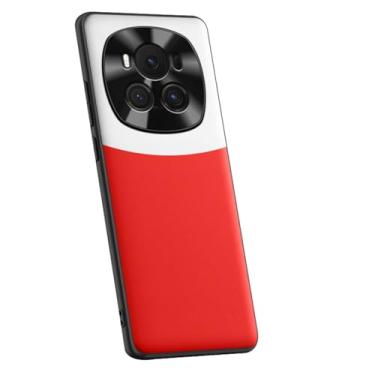 Imagem de POYUFRG Capa ultrafina para Honor Magic 6 Pro/6, capa de câmera moderna de couro vegano à prova de choque, vermelha, 6 Pro