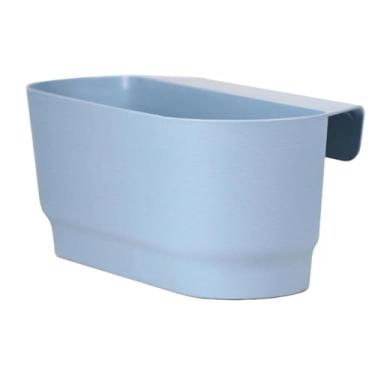 Imagem de IEUDNS Plantador de grade com drenagem Plant Pot Decorative Flowerpot pendurado vaso de flores, plantador de cerca para do pátio da janela, Azul, 39.5cmx18cm