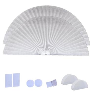 Imagem de Garayma 2 peças Persianas plissadas para janela de arco em forma de ondulação de meio círculo, sem fio, não tecido, autoadesivas, meia lua, capa de janela redonda fácil de cortar e instalar (45 cm x