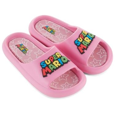 Imagem de Nintendo Sandálias femininas Mario Peach Slide – Super Mario – Mario, Luigi, Kirby e Donkey Kong, rosa, 36