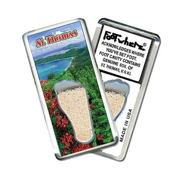 Imagem de Imã de geladeira de lembrança "FootWhere" de St. Thomas. Feito nos EUA (StT204 - Magens Bay)