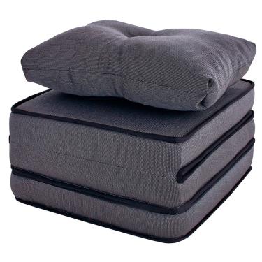 Imagem de Puff Multiuso 3 Em 1 Corino Solteiro Chumbo Com Travesseiro Bf Colchões