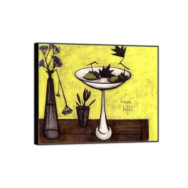 Imagem de MUHJDYC Impressão de pintura famosa em tela - quadros de moldura preta decoração de parede - arte de parede para sala de estar quarto casa (fruteira e vaso) 60x70cm-23x27in