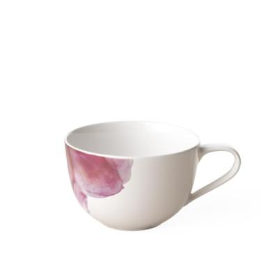 Imagem de Villeroy & Boch Copo de café da manhã Rose Garden, 283 g, porcelana premium, feito na Alemanha, branco/rosa