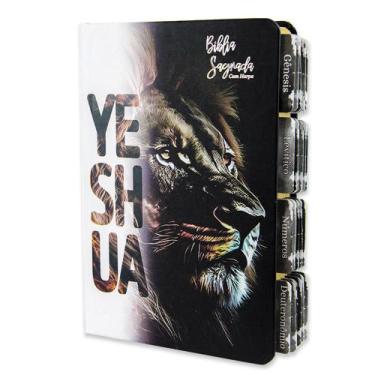 Imagem de Bíblia Sagrada Evangélica Com Índice Abas Adesivas Leão Dourado - REI 