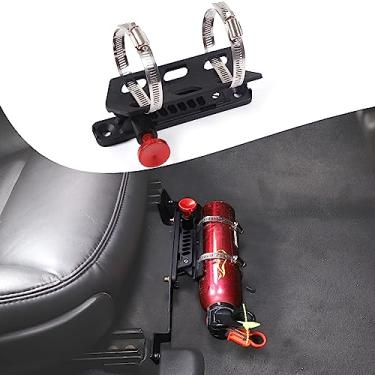 Imagem de Lcojicep Suporte de extintor de incêndio sob o assento do copiloto compatível com Corvette C6 2005-2013 Suporte de amarração de garrafa de extintor de incêndio ajustável para carro acessórios de liga