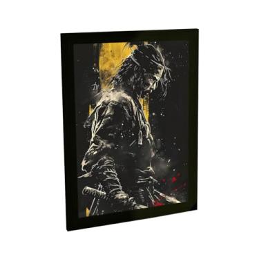 Imagem de Quadro Decorativo Samurai Ilustração Dark Amarela