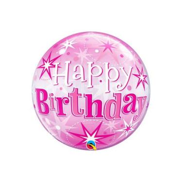 Imagem de Balão de Festa Bubble 22" 56cm - Happy Birthday Explosão de Estrelas R