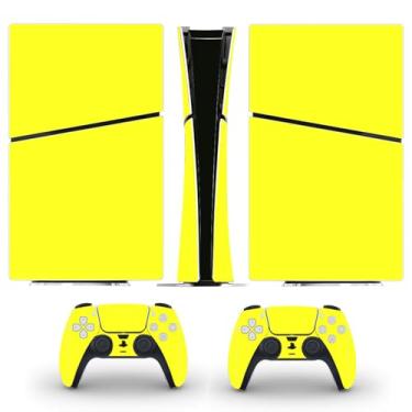 Imagem de Adesivo para PS5 Slim Digital Edition, capa protetora de vinil para console que muda de cor para controle de jogo (amarelo)