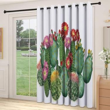 Imagem de Divisória de parede de cortina divisória de cacto, porco de sebe, pera espinhosa, opuntia, botânica tropical, plantas, impressão, adequada para porta de vidro deslizante, cortinas térmicas de sala de