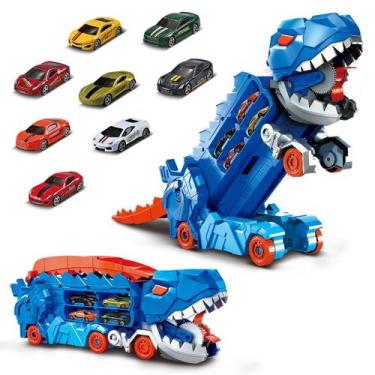 Imagem de Caminhão Dinossauro Pista de Carrinho Infantil Maleta para 18 Carrinho