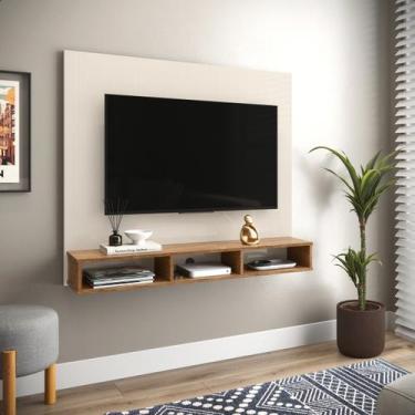 Imagem de Painel Sala De Estar Estante De Parede P/ TV Até 50" Smart Liso Nicho 