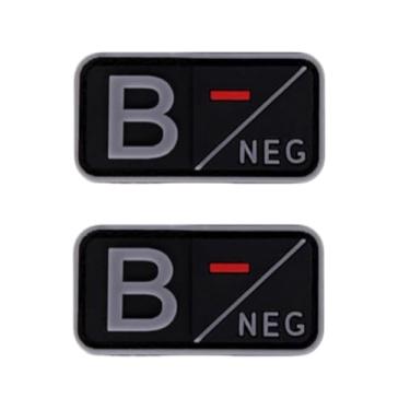 Imagem de Ruoming 2 peças externas 3D PVC borracha macia tipo sanguíneo médico, crachá de gancho de resgate, emblema de moral, acessório DIY (cinza B-)