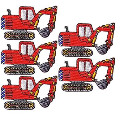 Imagem de Ranger Return Conjunto 5 de miniescavadeiras pequenas e fofas para retroescavadeiras, escavadeiras, desenhos animados, crachá, decalque pequeno, decalque decorativo, aplique de reparo em costurar