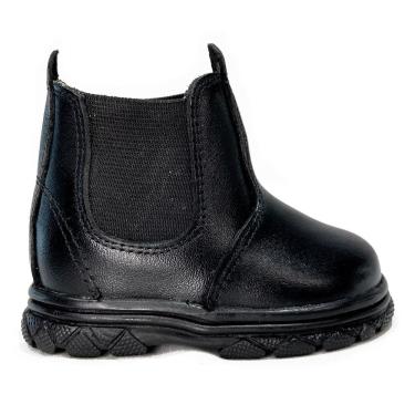 Imagem de Botina Infantil Unissex New Baby em Couro Preto Confort