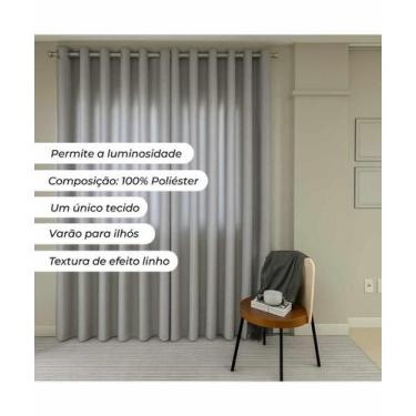 Imagem de Cortina Rustica 4,20M X 2,50M Lugo - Bella Janela, Cinza, 4,20m x 2,50
