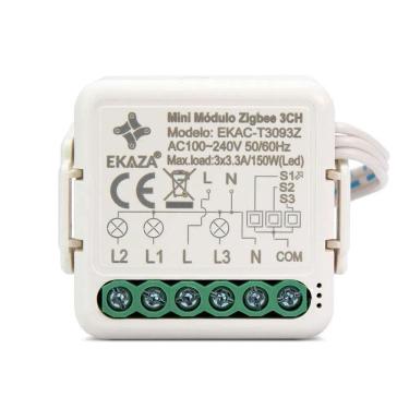 Imagem de Mini Módulo Embutir Zigbee 3Ch Ekac-T3093K Ekaza Novo