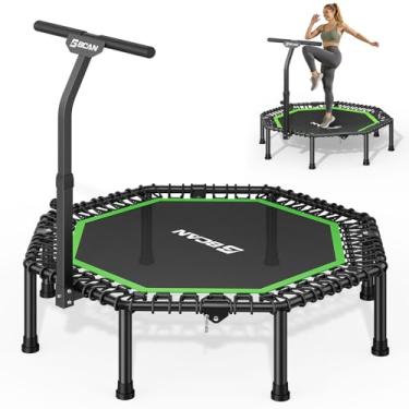 Imagem de BCAN 51" Octagonal Mini Trampoline, Max Load 450 LBS Adult Fitness Trampoline with T-Adjustable Handle Bar, Silent Bungees, Larger, More Stable, Quiet Indoor/Garden-GREEN