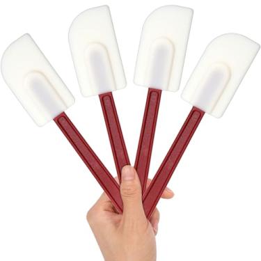 Imagem de 4 espátulas de silicone resistente ao calor, espátula raspadora de silicone de grau comercial de 25,4 cm, conjunto de espátulas de borracha flexível para cozinha, cozinha, utensílios de mistura