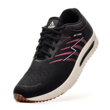 Imagem de Tênis Feminino Leve Street Preto Rosa DIfranca - AS800 - Polo North, 3