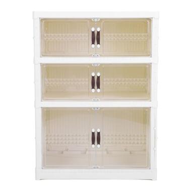 Imagem de BIN de armazenamento de sapatos Tipo de gaveta transparente dobrável Tipo de espaço espessado para economizar poeira Organizador de sapatos para brinquedos de roupas (1 alto 2 curto)