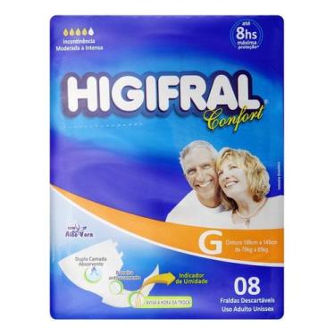 Imagem de Fraldas para adultos descartaveis Higifral Confort G 8un