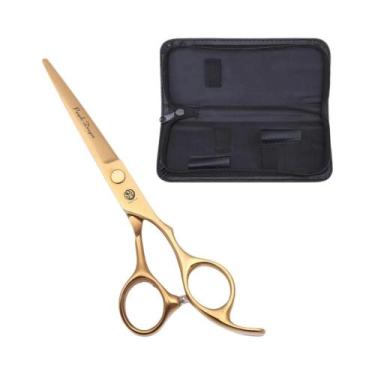 Imagem de Tesoura De Cabelo Profissional Gold 5.5 Polegadas Com Tesoura De Desba