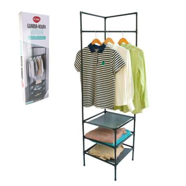 Imagem de Cabideiro Modular de Ferro 154x42cm Pretos - Tudo em Caixa