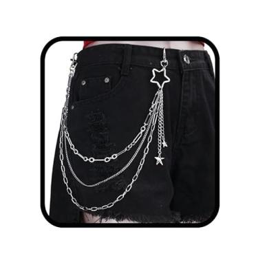 Imagem de Aularso Corrente de calças hip pop para homens, correntes de bolso punk em camadas para mulheres, chaveiros, acessórios para calças, Free size, Tecido, Sem Pedra Preciosa