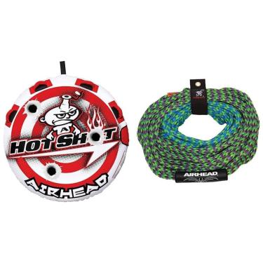 Imagem de Boia Rebocável para 1 a 2 Pessoas com Costura Dupla e Válvula de Segurança de Velocidade, Inclui Corda, Airhead, Branca e Vermelha