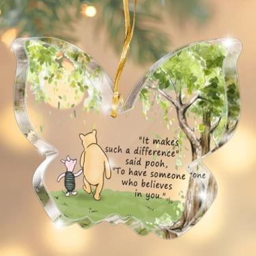 Imagem de Presente da Amizade Ursinho The Pooh Citações Decorativas de Acrílico Transparente, Fita de Incentivo ao Ursinho Pooh, Faz Tal Diferença Sinal Pingente de Acrílico, Aniversário